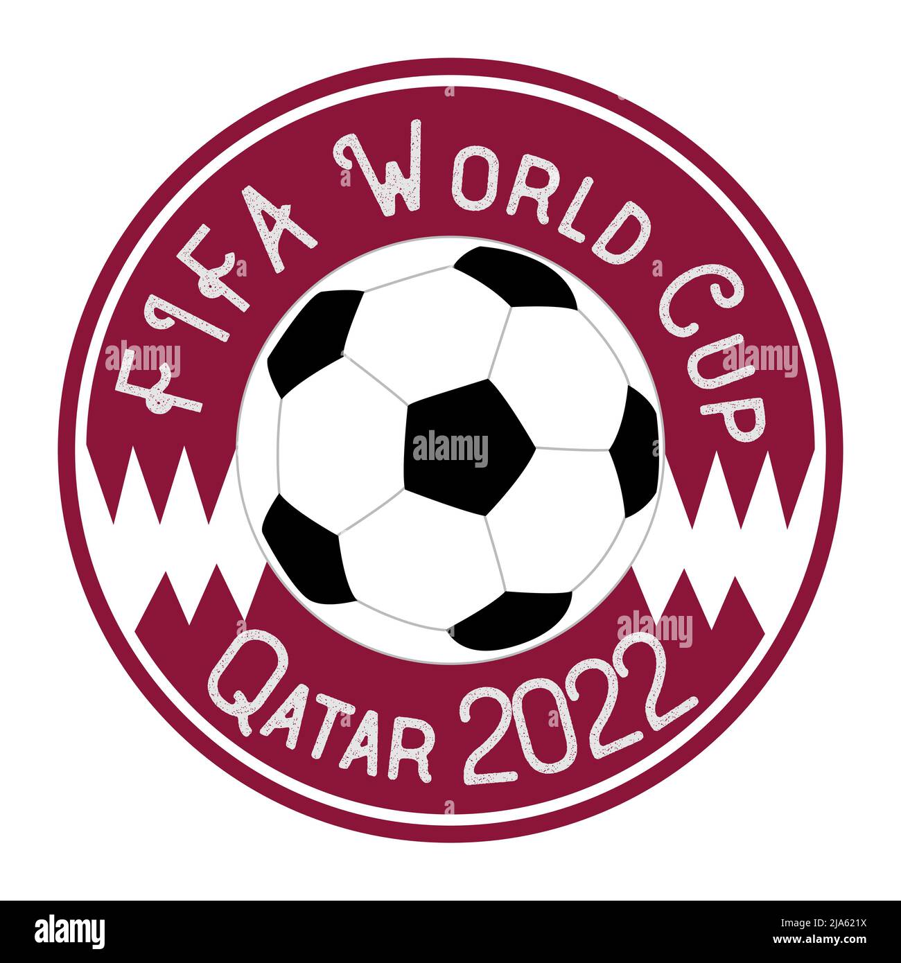 Qatar - November 2022: World football FIFA championship 2022. Soccer ball circle sticker with flag colors for world cup Stock Vector