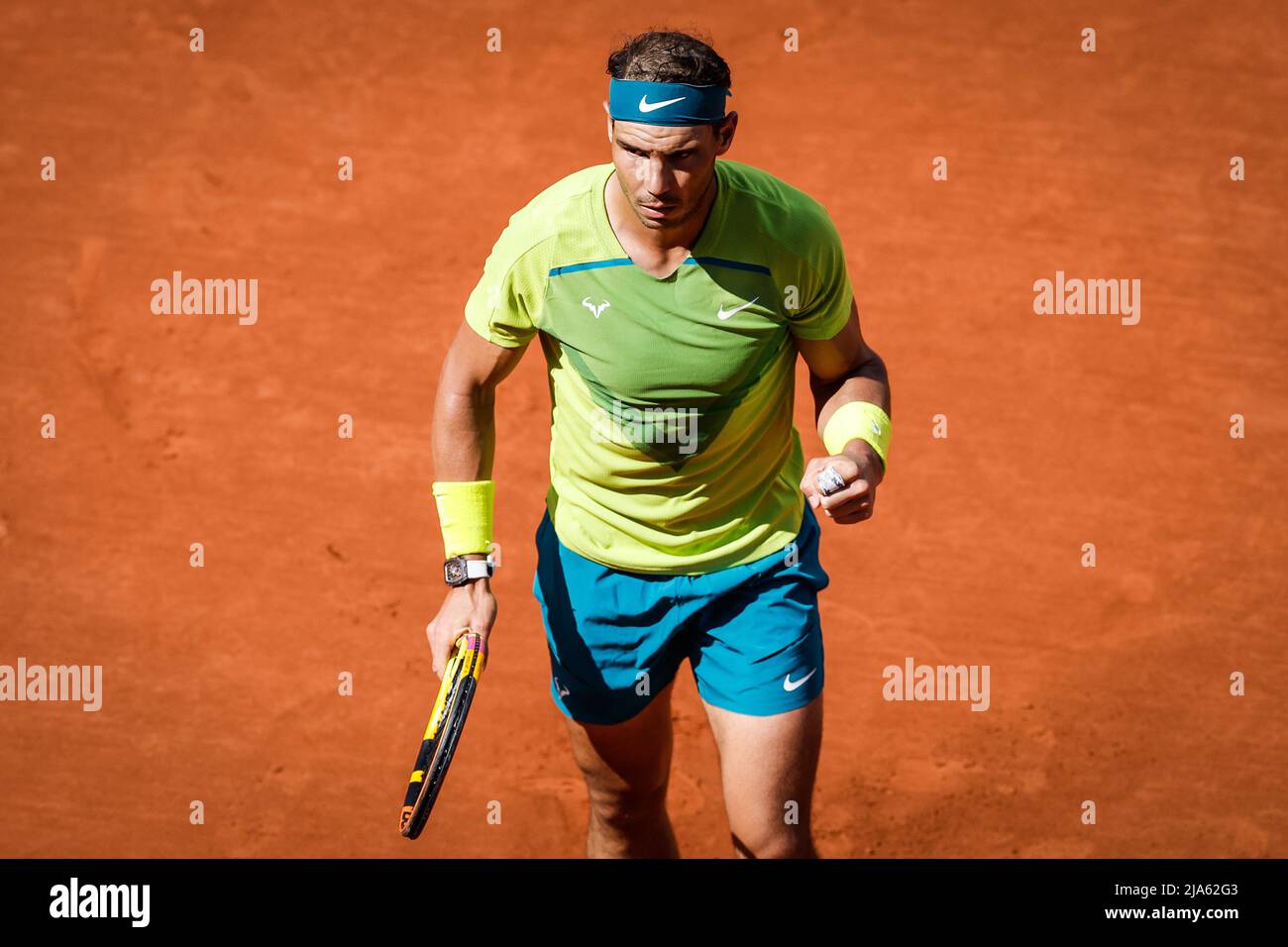 Rafael NADAL of Spain celebrates his point during the Day six of Roland