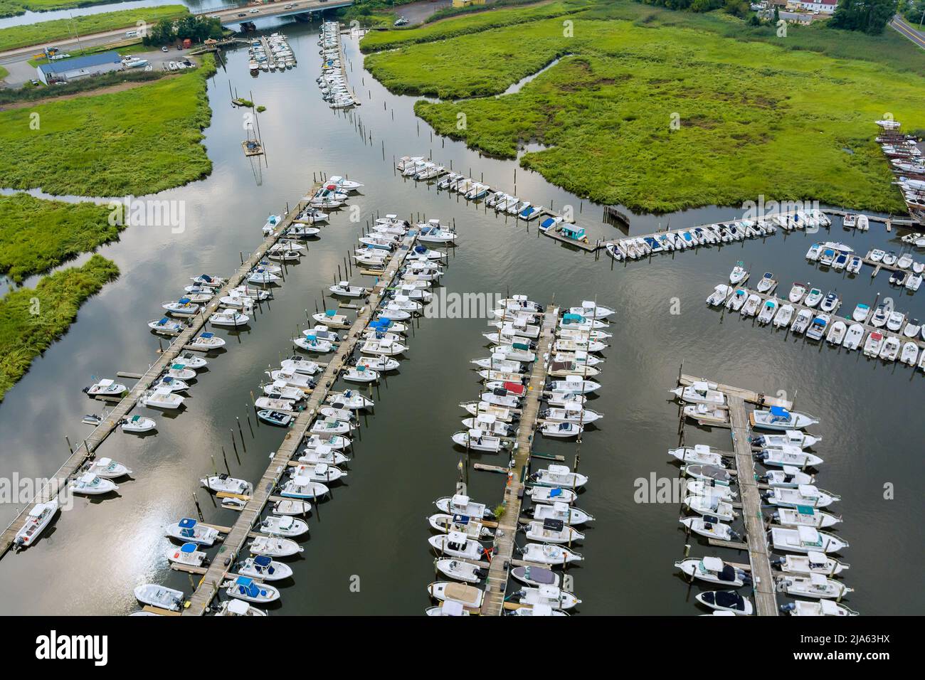 Aerial view of harbor with many boat in New Jersey US Stock Photo - Alamy
