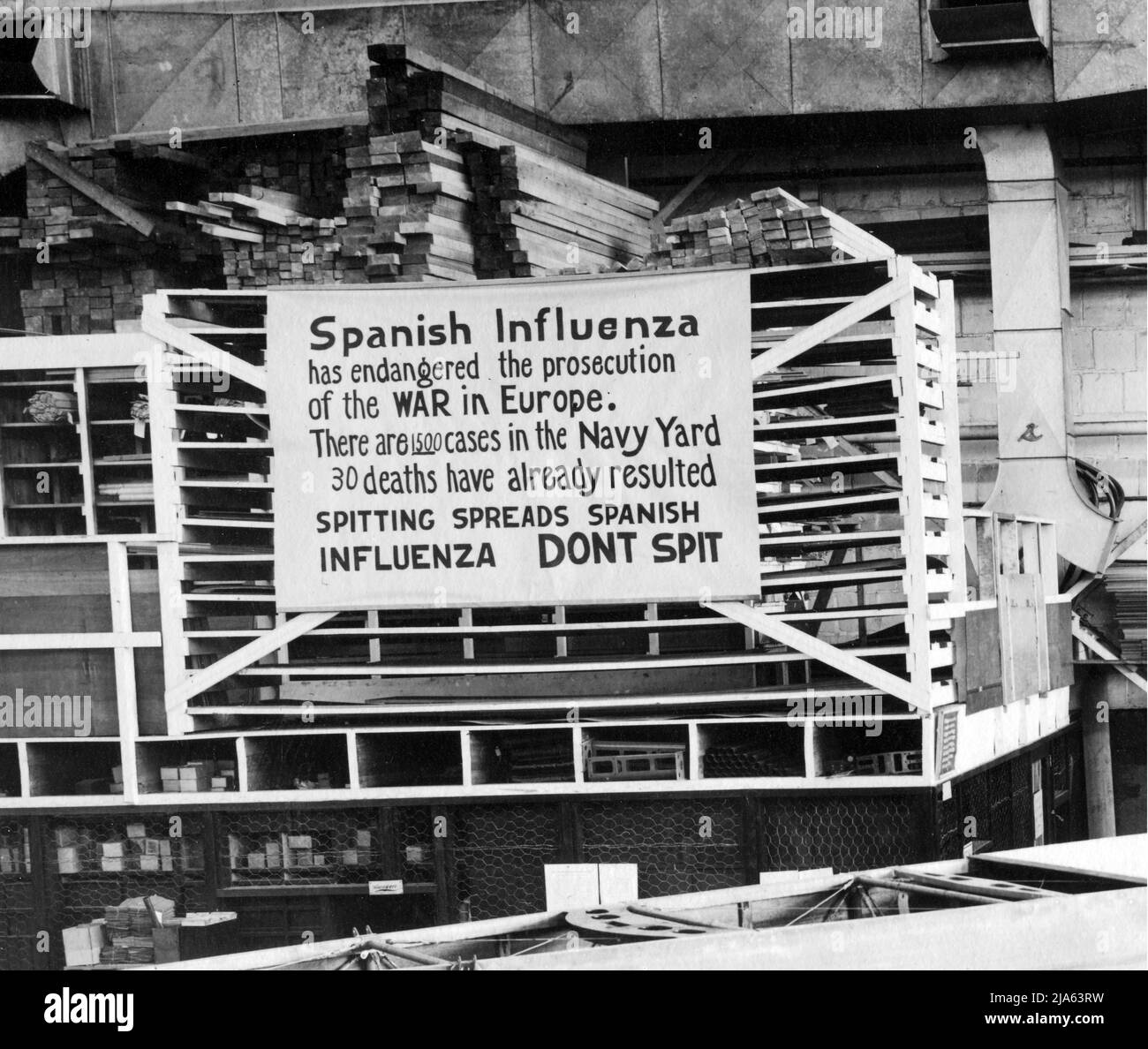 Spanish Influenza pandemic sign Stock Photo