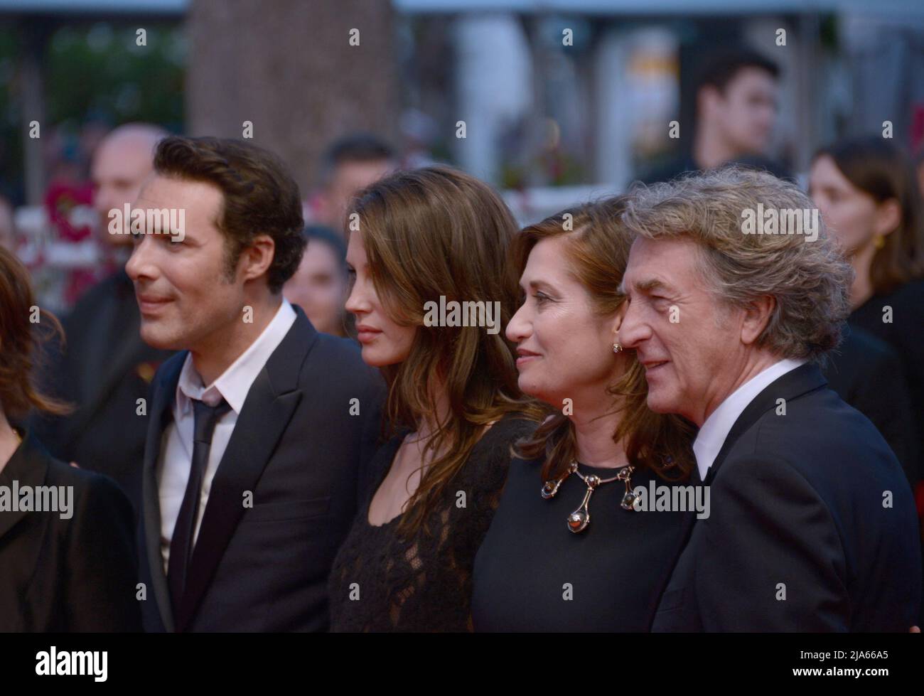 May 27, 2022, CANNES, France: CANNES, FRANCE - MAY 27: CANNES, FRANCE - MAY 27: CANNES, FRANCE - MAY 27: Emmanuelle Devos, Marine Vacth, Director Nicolas Bedos, FranÃ§ois Cluzet attend the screening of ''Mascarade'' during the 75th annual Cannes film festival at Palais des Festivals on May 27, 2022 in Cannes, France (Credit Image: © Frederick Injimbert/ZUMA Press Wire) Stock Photo