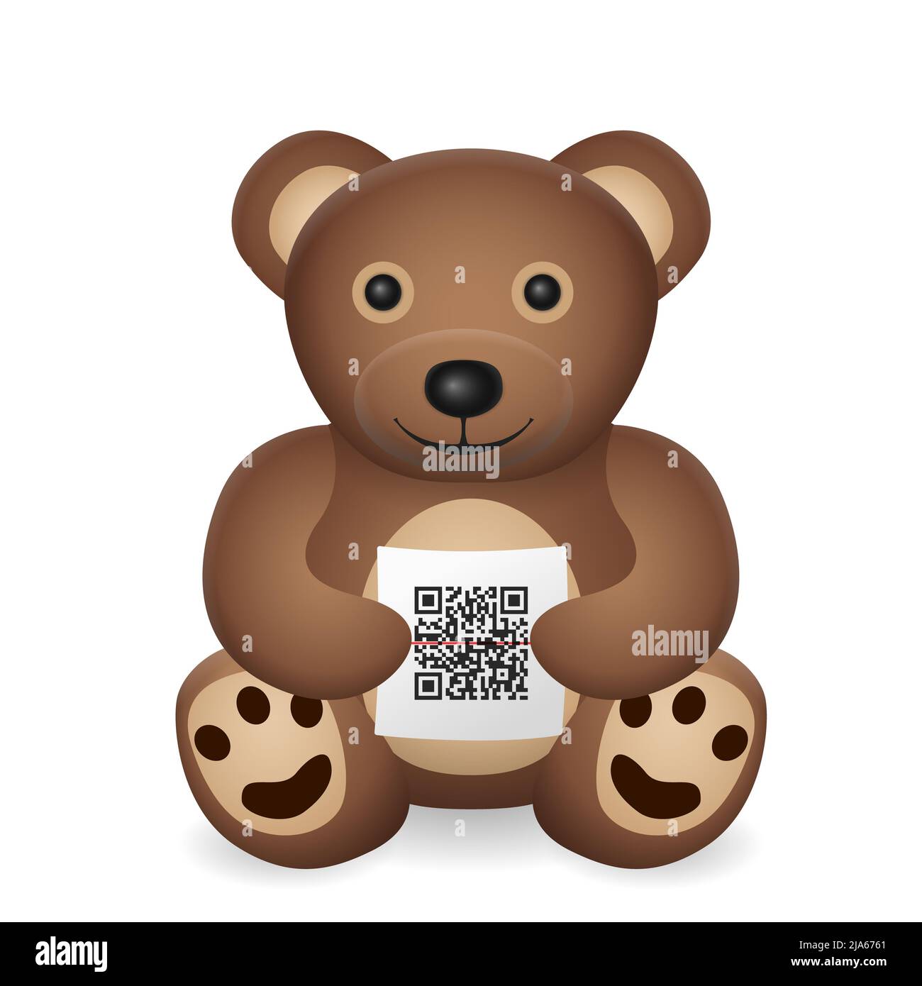 Teddy bear with QR code on a white background. Vector illustration ...