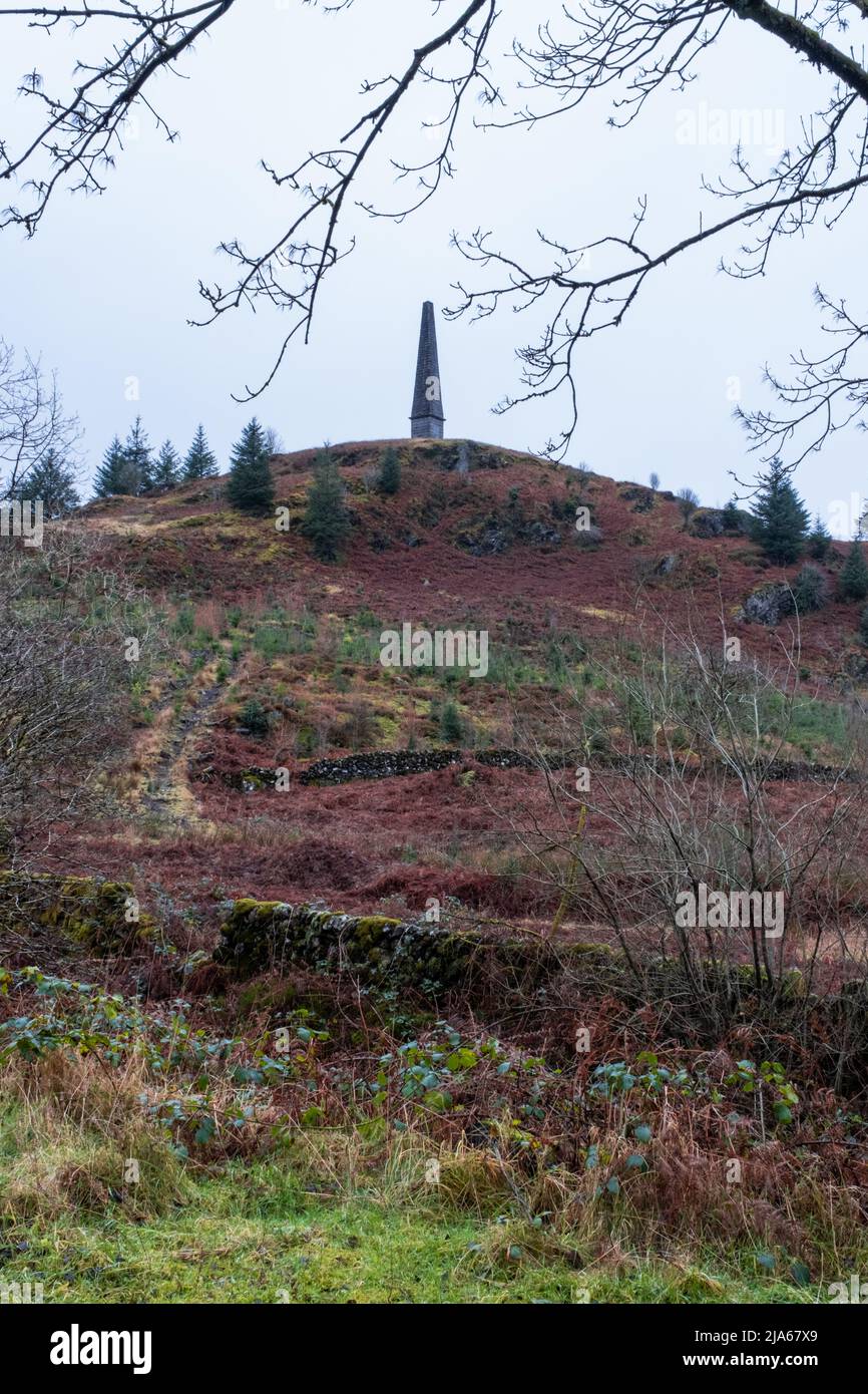 Murray's Monument on top of a hill overlooking the Galloway Forest Park, Scotland Stock Photo