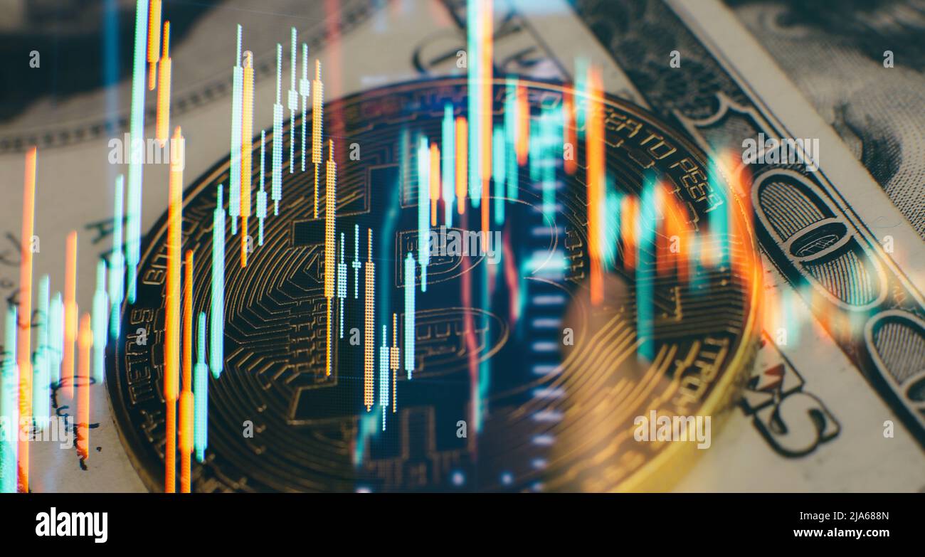 Bitcoin with trading graph, financial investment concept , Bitcoin mining.  Finance management concept. Money trading. Digital trade Stock Photo - Alamy