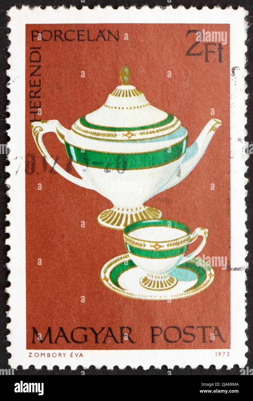 HUNGARY CIRCA 1972 a stamp printed in the Hungary shows Teapot, Cup