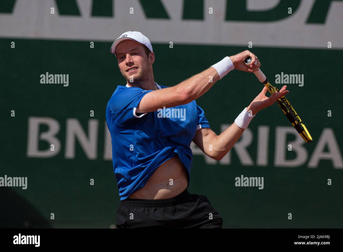 Botic Van De Zandschulp playing during French Open Tennis at Roland