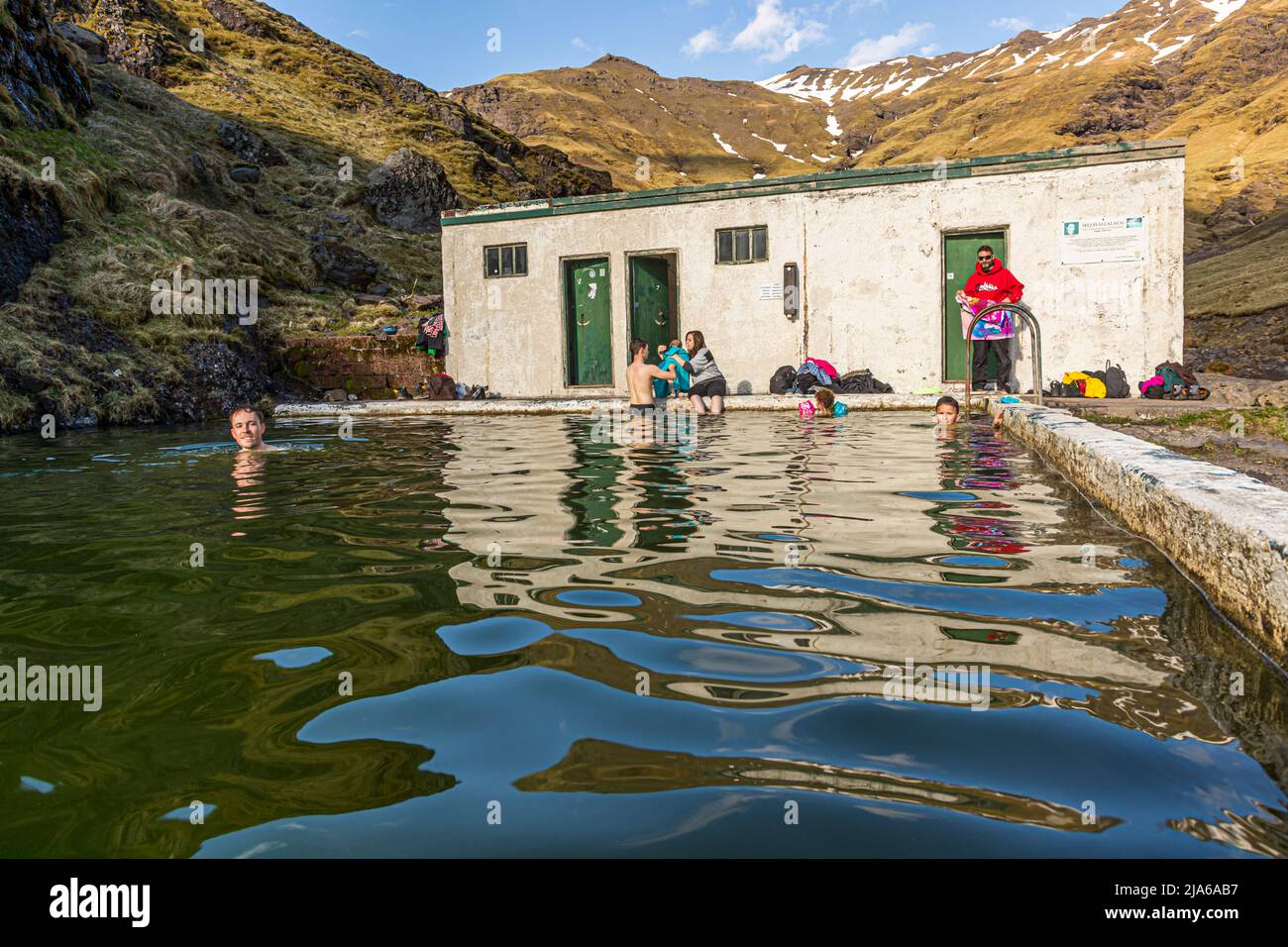 Seljavellir Geothermal Pool, Iceland Stock Photo