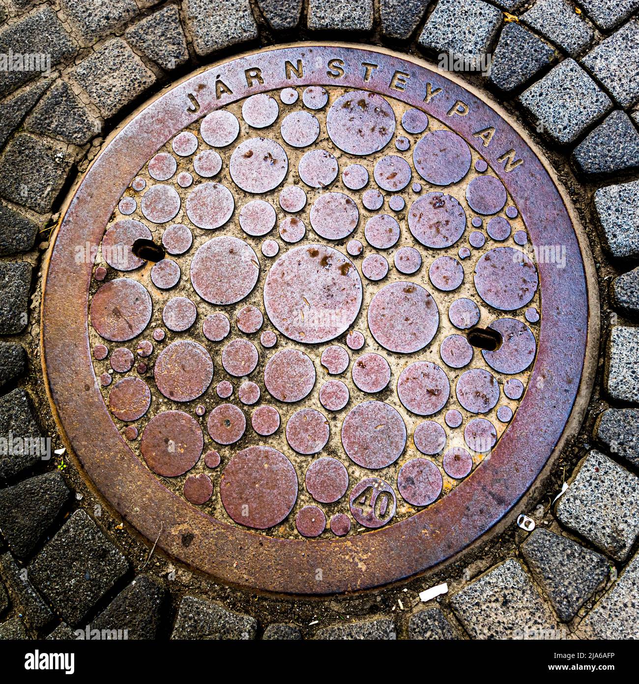 Manhole cover in Reykjavik, Iceland Stock Photo