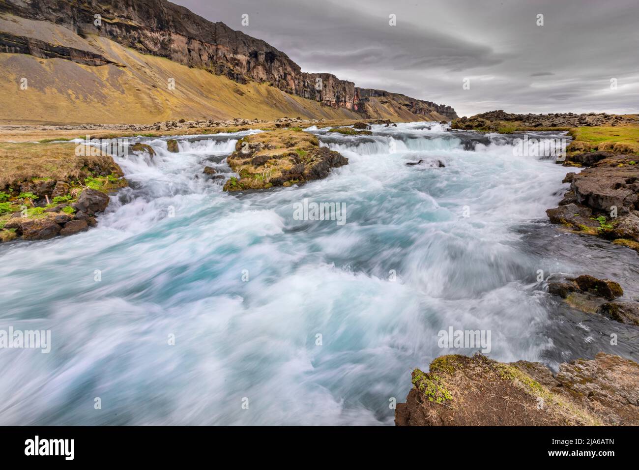 Fossálar waterfall is a beautiful small waterfall in south Iceland. The