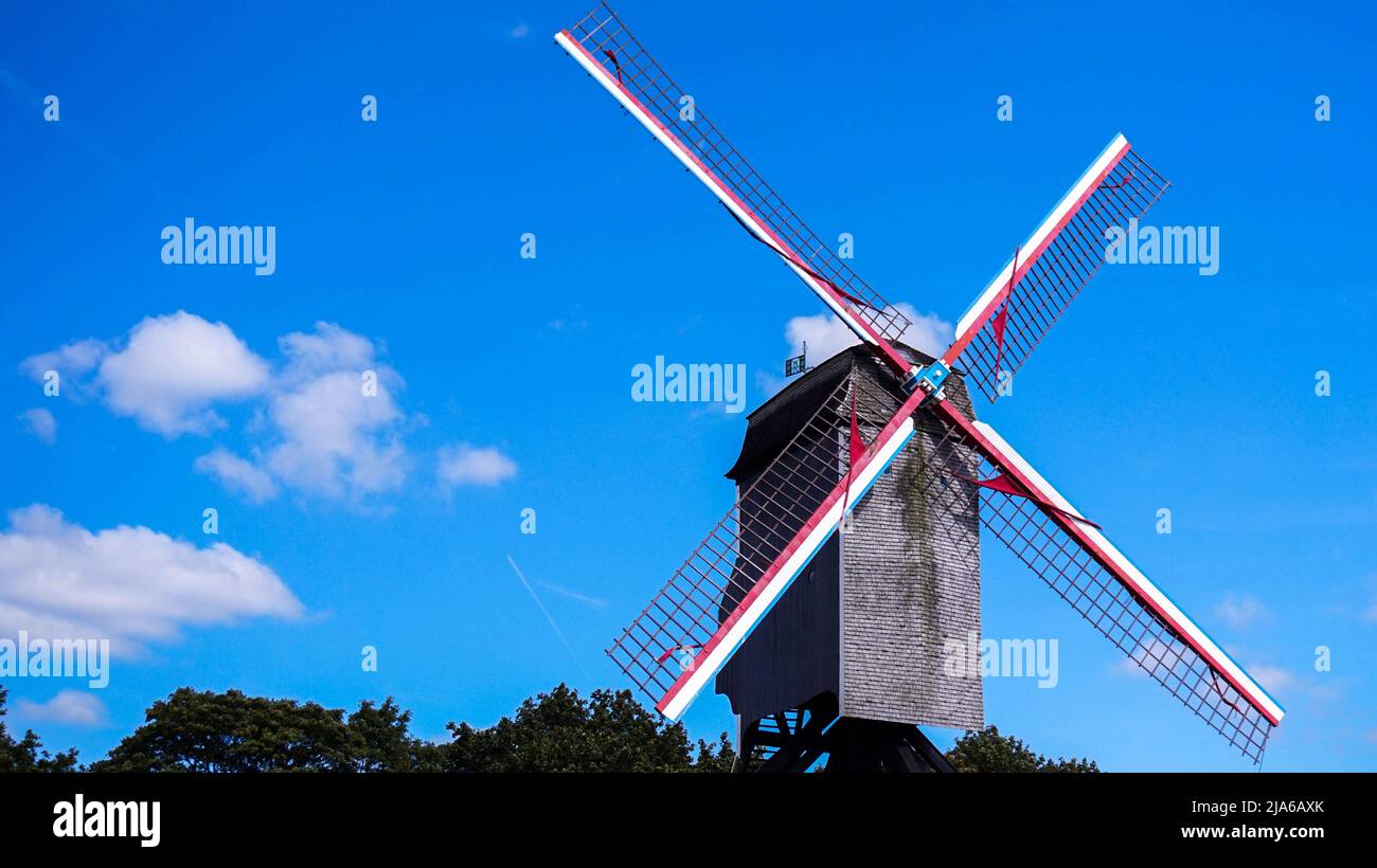 Holland Windmill in a sunny day Stock Photo