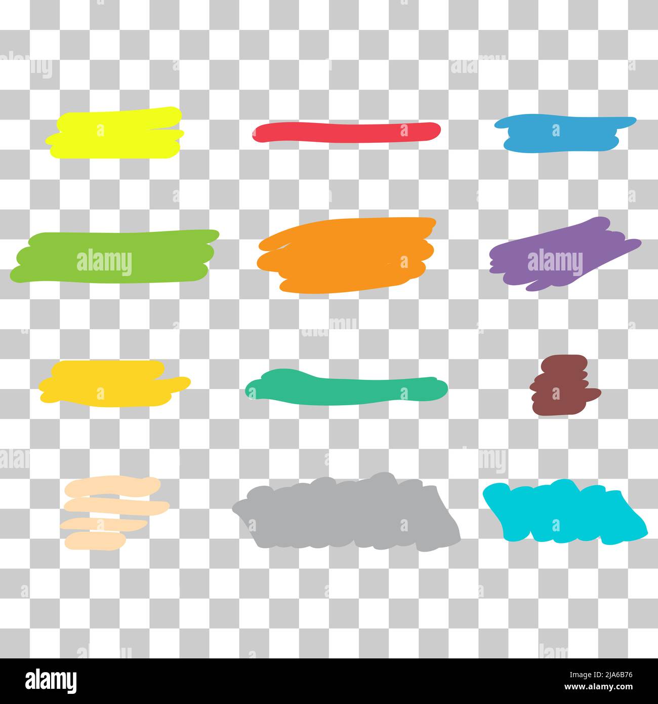 Set of Highlight marker icon, brush element ink symbol, stroke hand ...