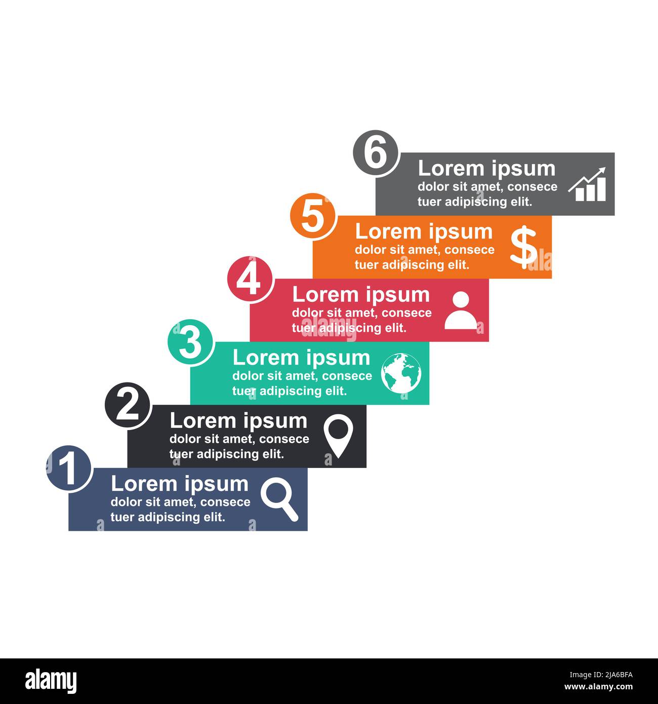 Infographic business concept design with icons and 6 steps. Simple ...
