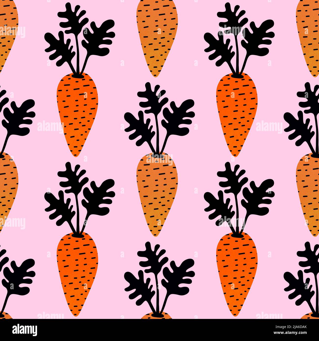 Vegetable seamless cartoon carrot pattern for wallpaper and fabrics and