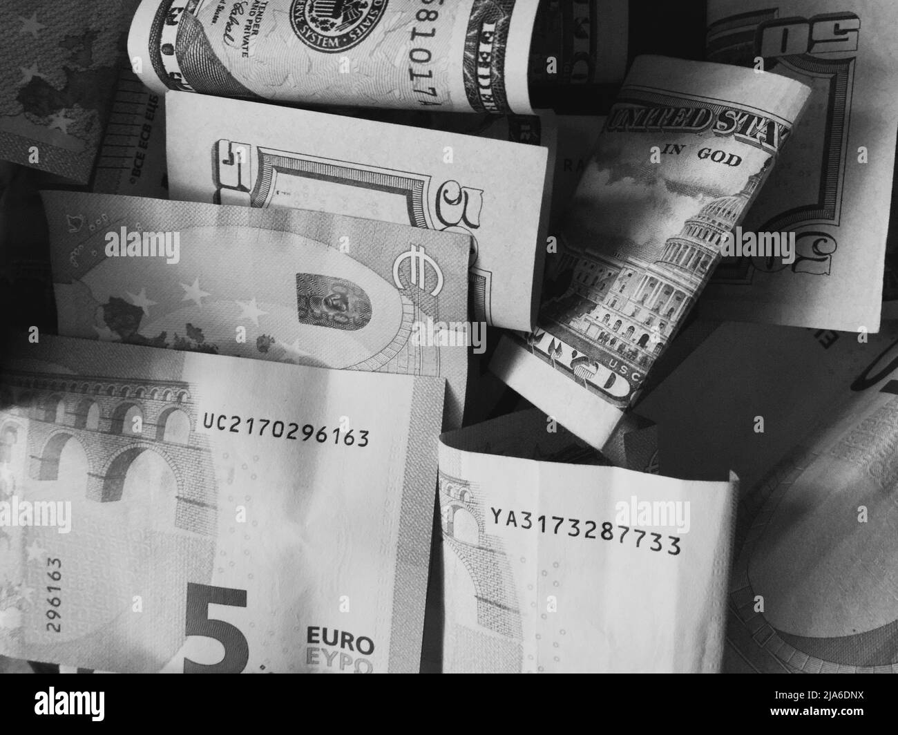 European Paper Currency Euros Mixed Black And White Stock Photos Images Alamy
