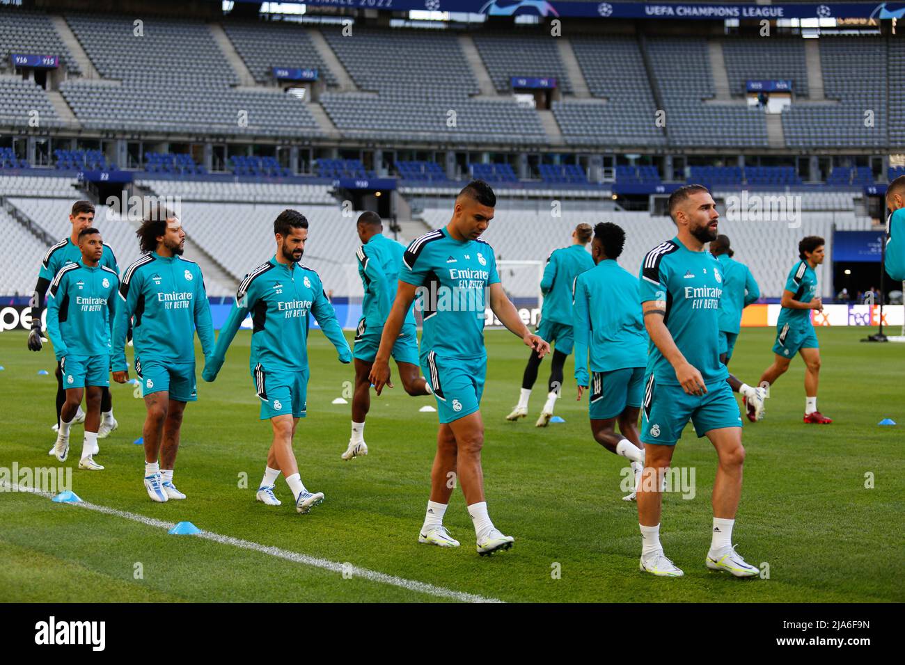 Players of Real Madrid FC seen during the Real Madrid training in Paris Saint Denis stadium