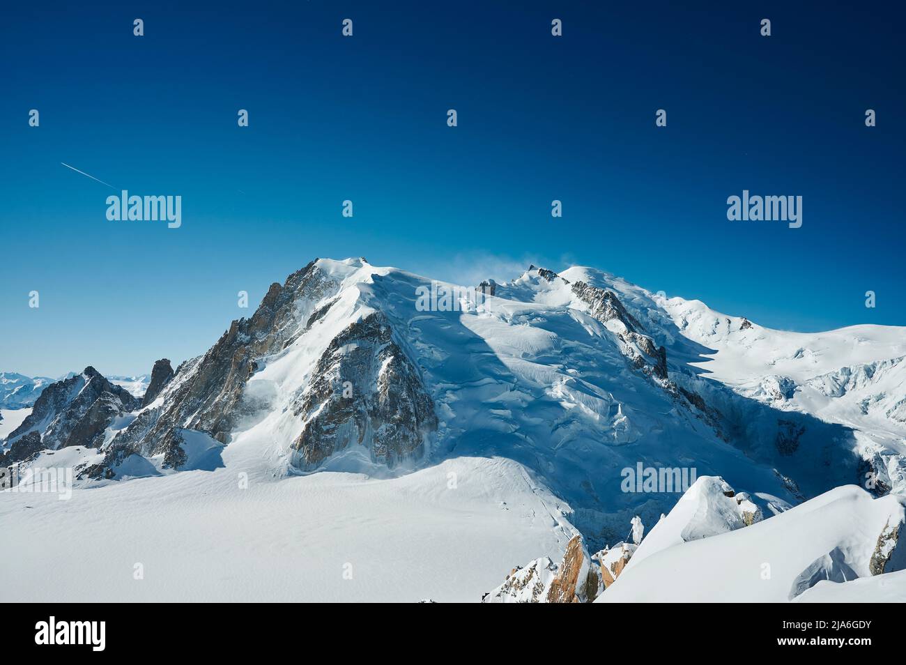Landscape at the top of Aiguille du Midi in Chamonix Mont Blanc valley ...