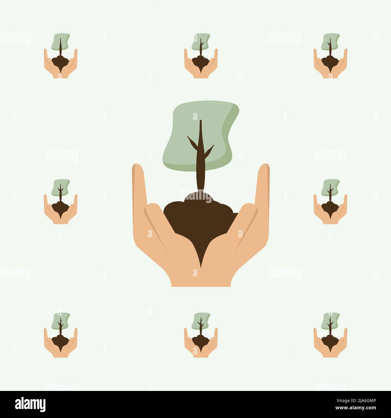 Giving Tree Environment Hand Hold Green Trees Natural Nature Protection Realistic Stock Vector