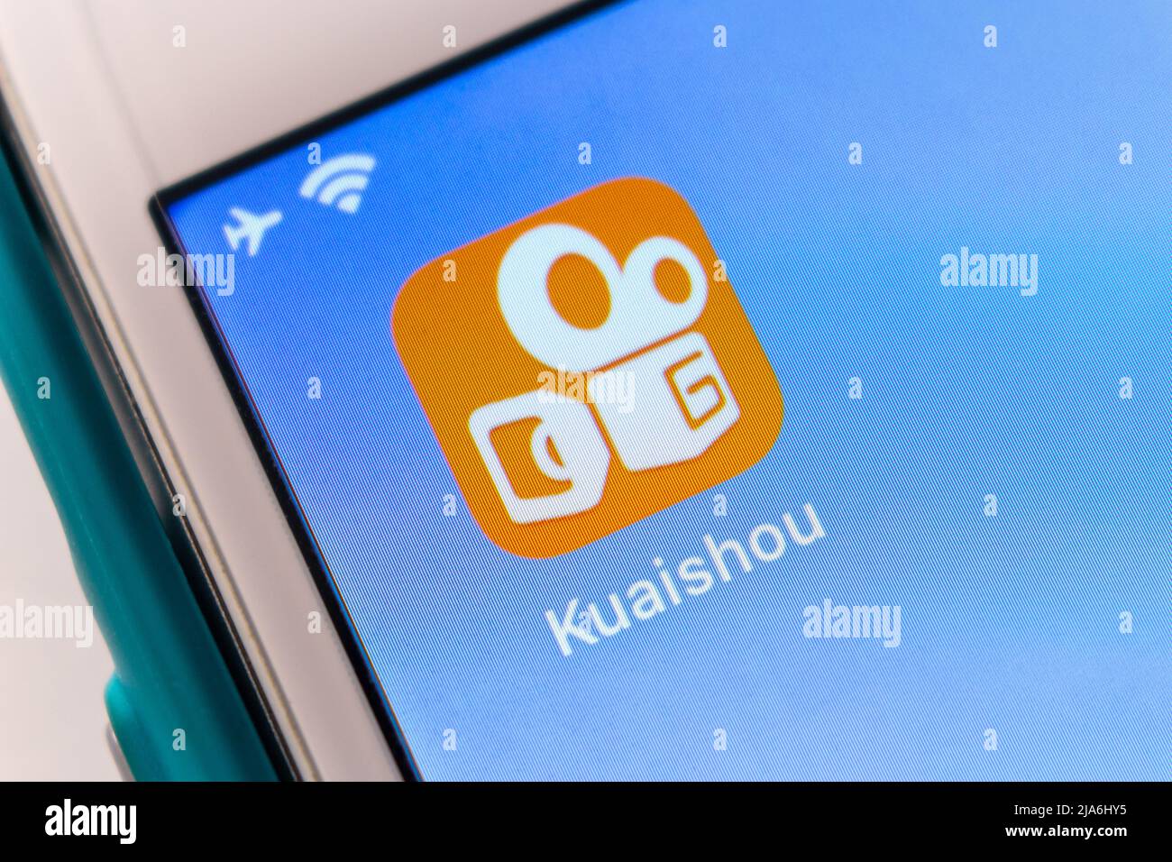 Kumamoto, JAPAN - Feb 8 2021 : Kuaishou, Chinese video-sharing app by Beijing Kuaishou Technology Co., Ltd, on iPhone. Stock Photo
