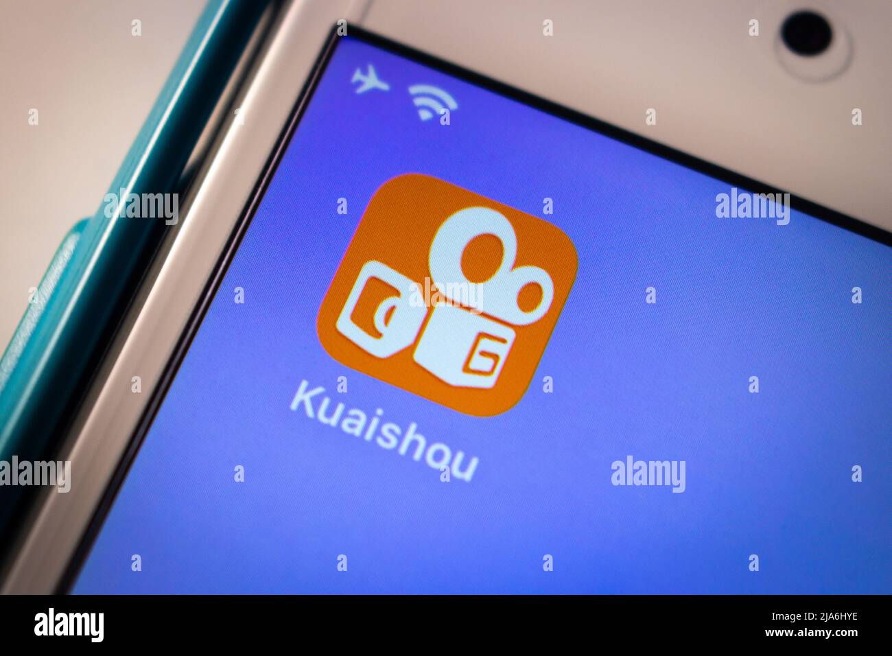 In this photo illustration a Kuaishou (Kwai) logo is seen on a smartphone  and a pc screen. (Photo by Pavlo Gonchar / SOPA Images/Sipa USA Stock Photo  - Alamy