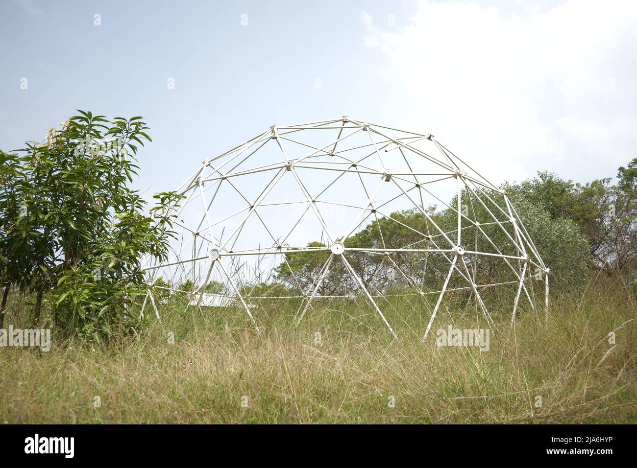 Geodesic Dome PVC pipe House building Stock Photo Alamy