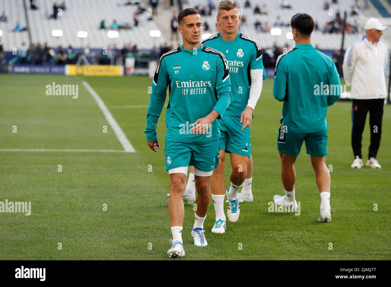 Saint-Denis, France. 27th May, 2022. Lucas Vazquez (Real) Football/Soccer :  UEFA Champions League Final Matchday -1 Real Madrid training session at the  Stade de France in Saint-Denis, France . Credit: Mutsu Kawamori/AFLO/Alamy