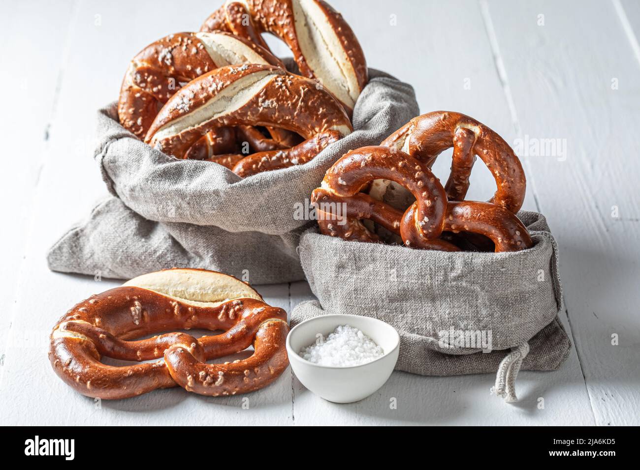 Salty and delicious pretzels as a salty snack. Crunchy and salty