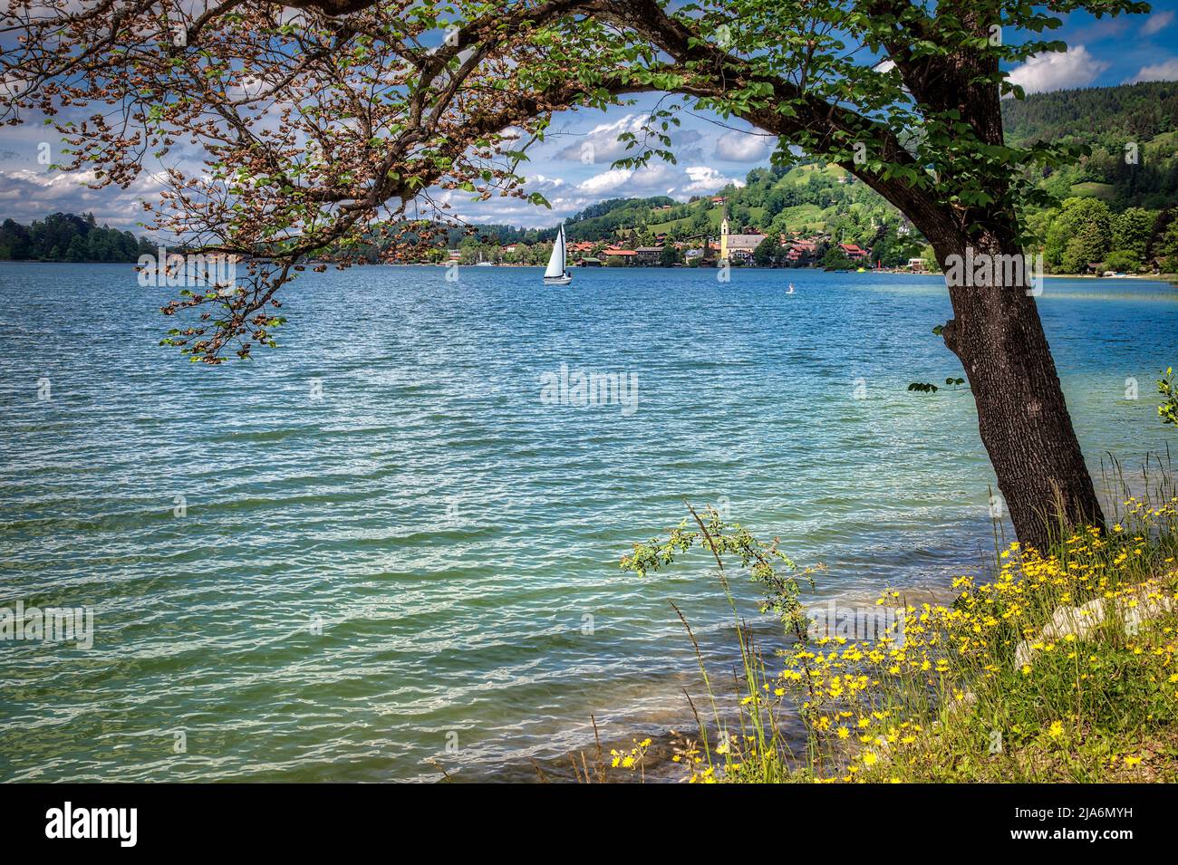 DE - BAVARIA: Lake and town Schliersee in the Bavarian Alps Stock Photo