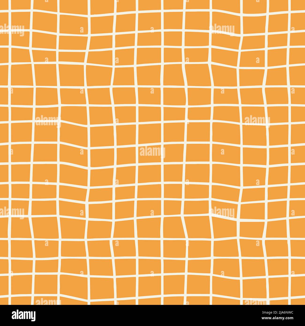 Orange checkered vector pattern. Hand draw tablecloth texture. Stock Vector