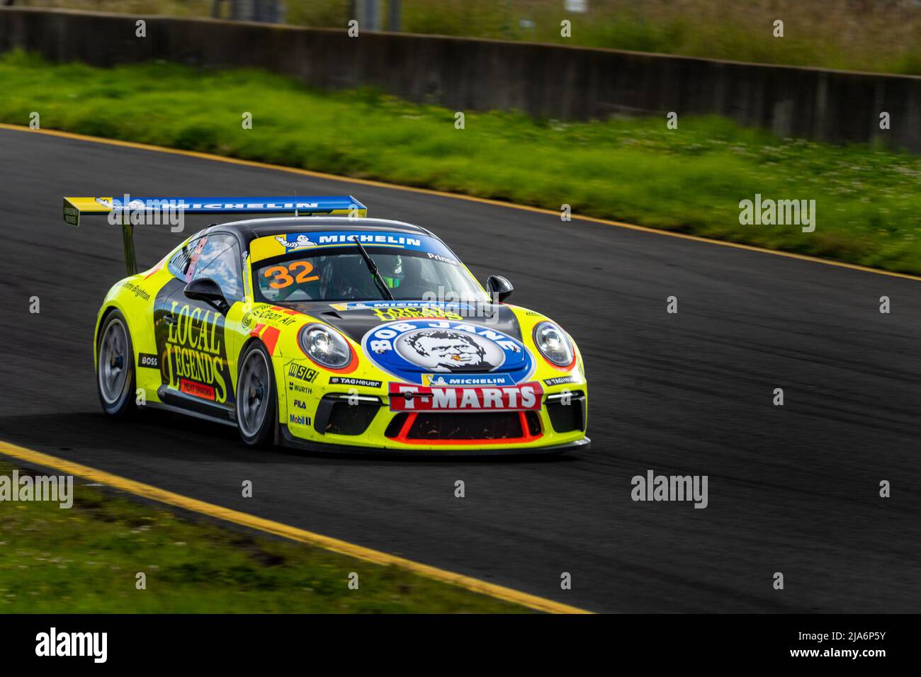 Sydney, Australia. 27 May, 2022. Courtney Prince piloting her Porsche Carrera Cup car down towards turn 2 at Sydney Motorsport Park during race 2 of the Porsche Michelin Sprint Challenge. Credit: James Forrester / Alamy Live News. Stock Photo