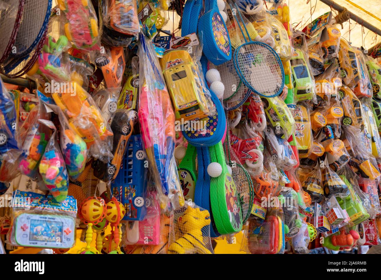 Plastic toys sell on flea market Stock Photo Alamy