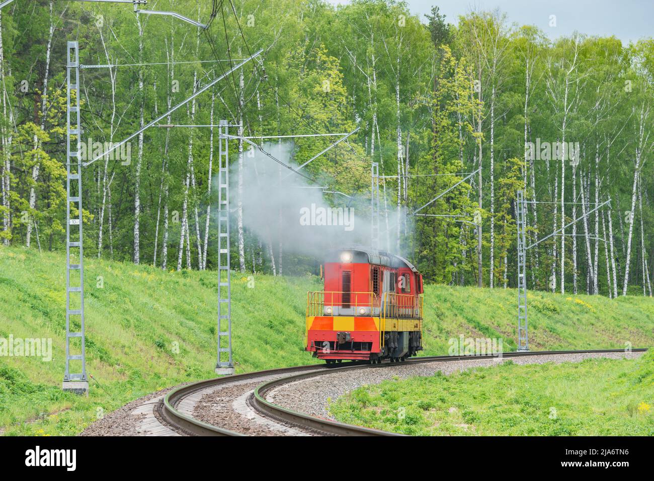 freight-diesel-locomotive-by-the-summer-forest-stock-photo-alamy