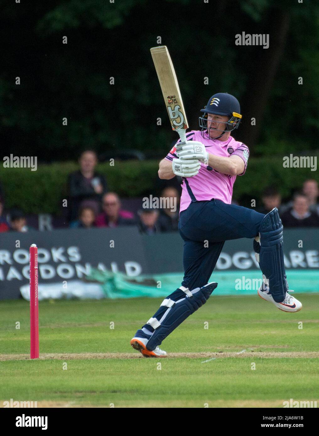 Eoin Morgan Of Middlesex Plays In A T20 Match At Radlett Cricket Club