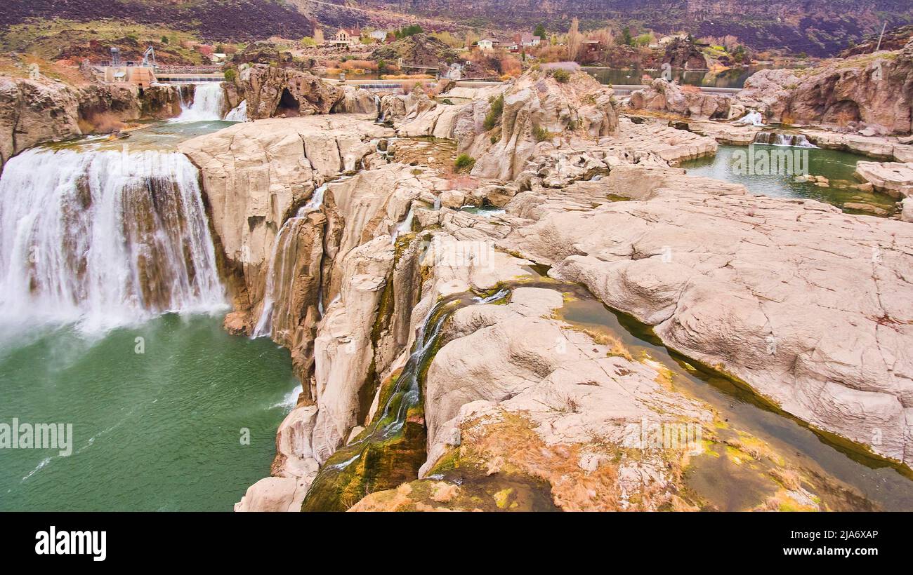 Aerial view over Shoshone Falls in Idaho by cliffs Stock Photo Alamy