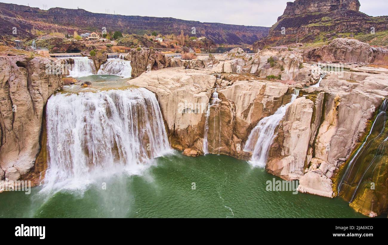 Aerial view over Shoshone Falls in Idaho over waters Stock Photo