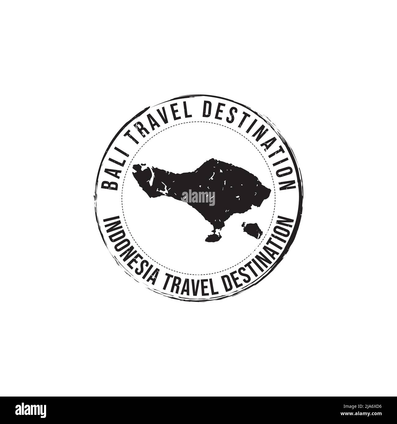 Bali logo sign. Travel rubber stamp with the name and map of island, vector illustration. Can be used as insignia, logotype, label, sticker or badge. Stock Vector