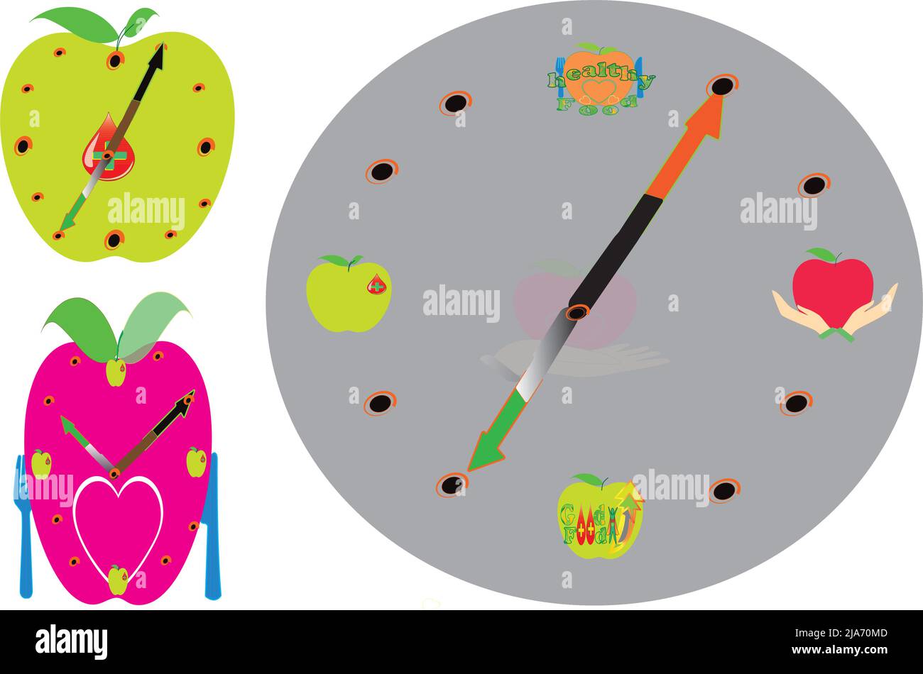 Apple Clock. Vector Logo. Illustration campaign concept. Only for