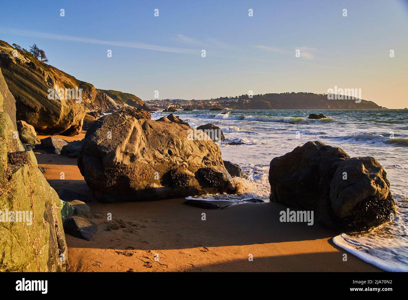 California beaches near sunset with calming light Stock Photo