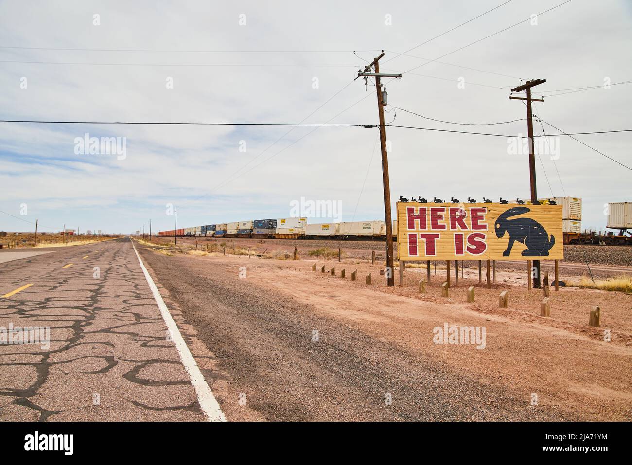 Here it is jack rabbit billboard on route 66 Stock Photo