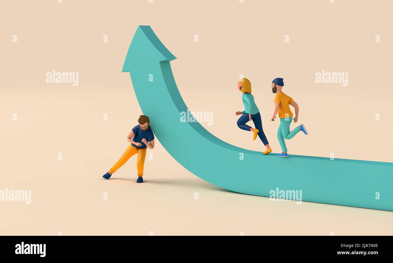 Business person holding an arrow up. change of direction and ...