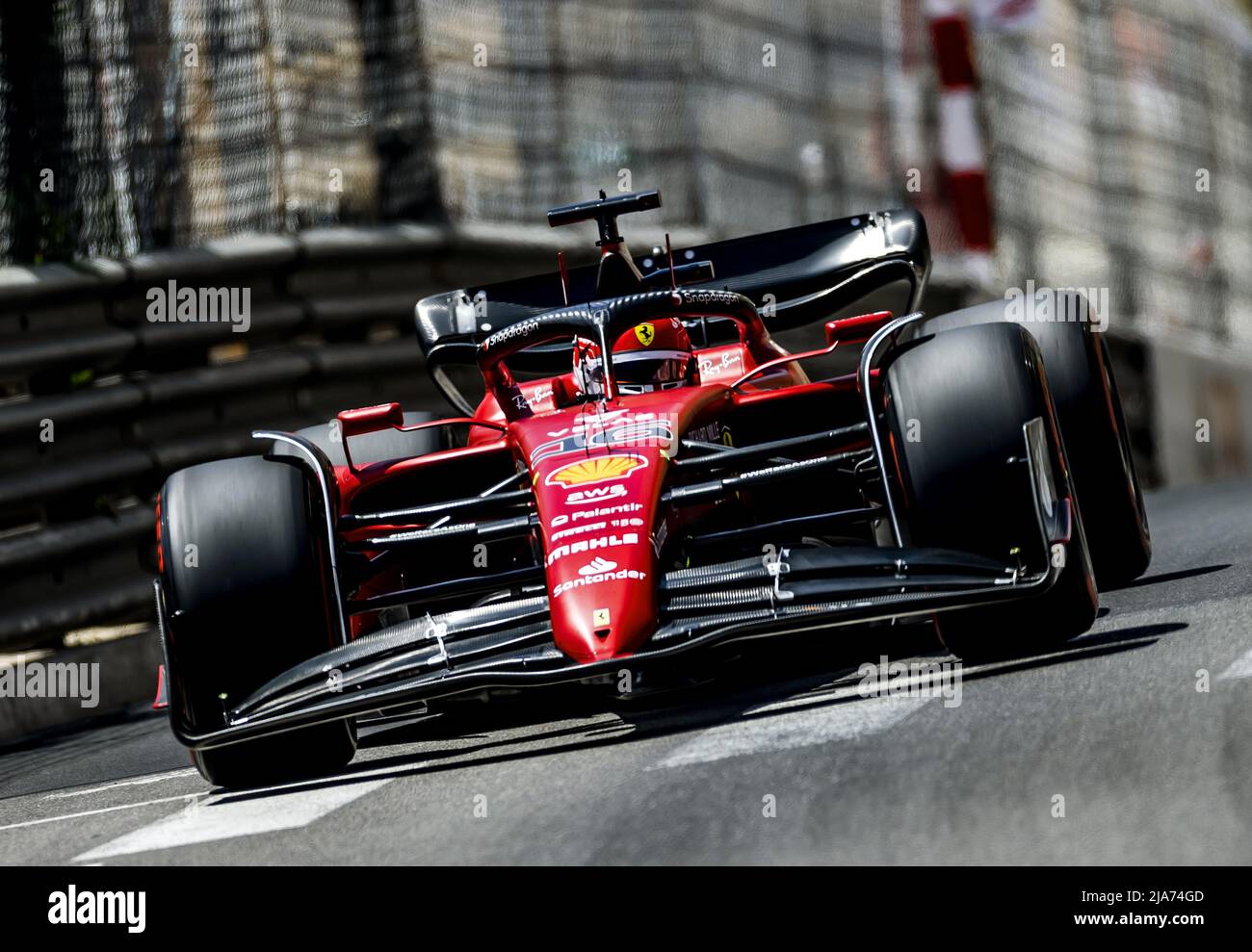 MONTE-CARLO - Charles Leclerc (Ferrari) during the 3rd practice session ahead of the F1 Monaco Grand Prix at Circuit de Monaco on May 28, 2022 in Monte-Carlo, Monaco. REMKO DE WAAL Stock Photo
