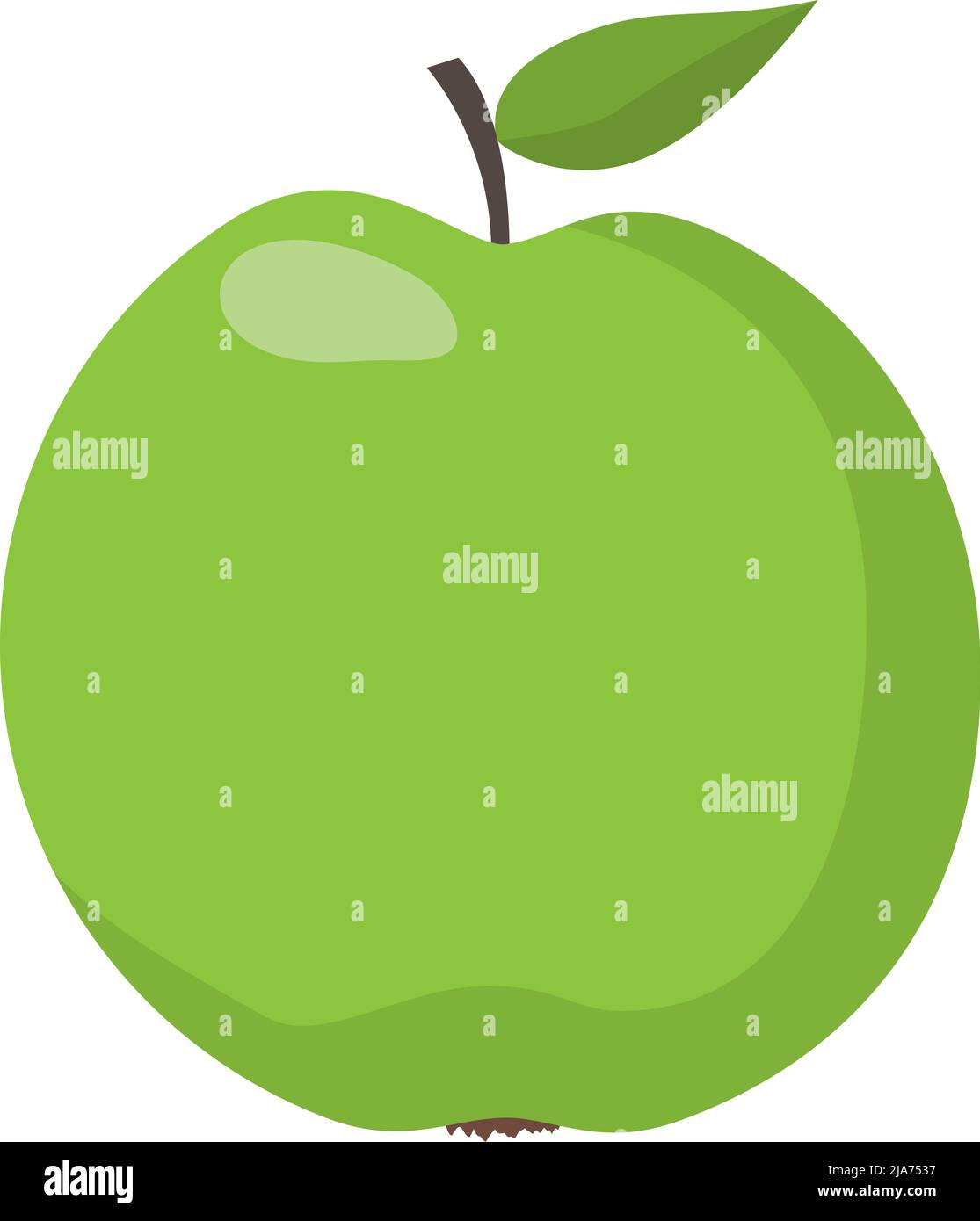 green apple isolated on white background, flat design vector illustration Stock Vector