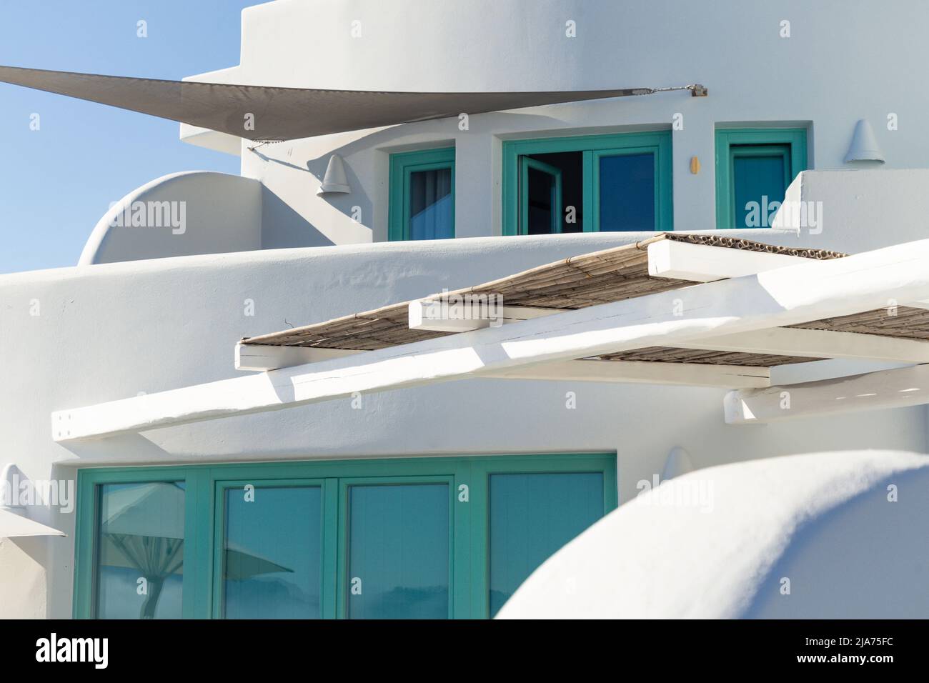 Island lifestyle: Elegant appartement on the Greek coast Stock Photo