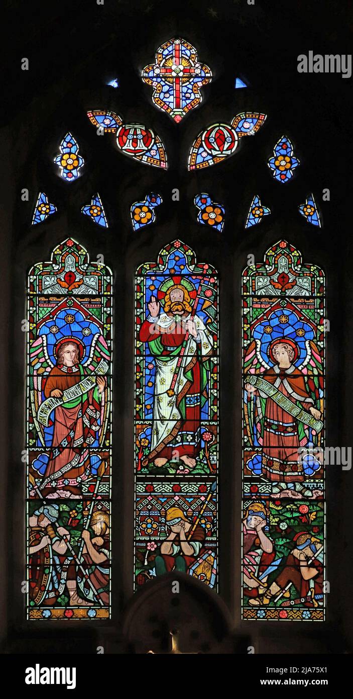 A stained glass window by Frederick Preedy depicting the resurrection