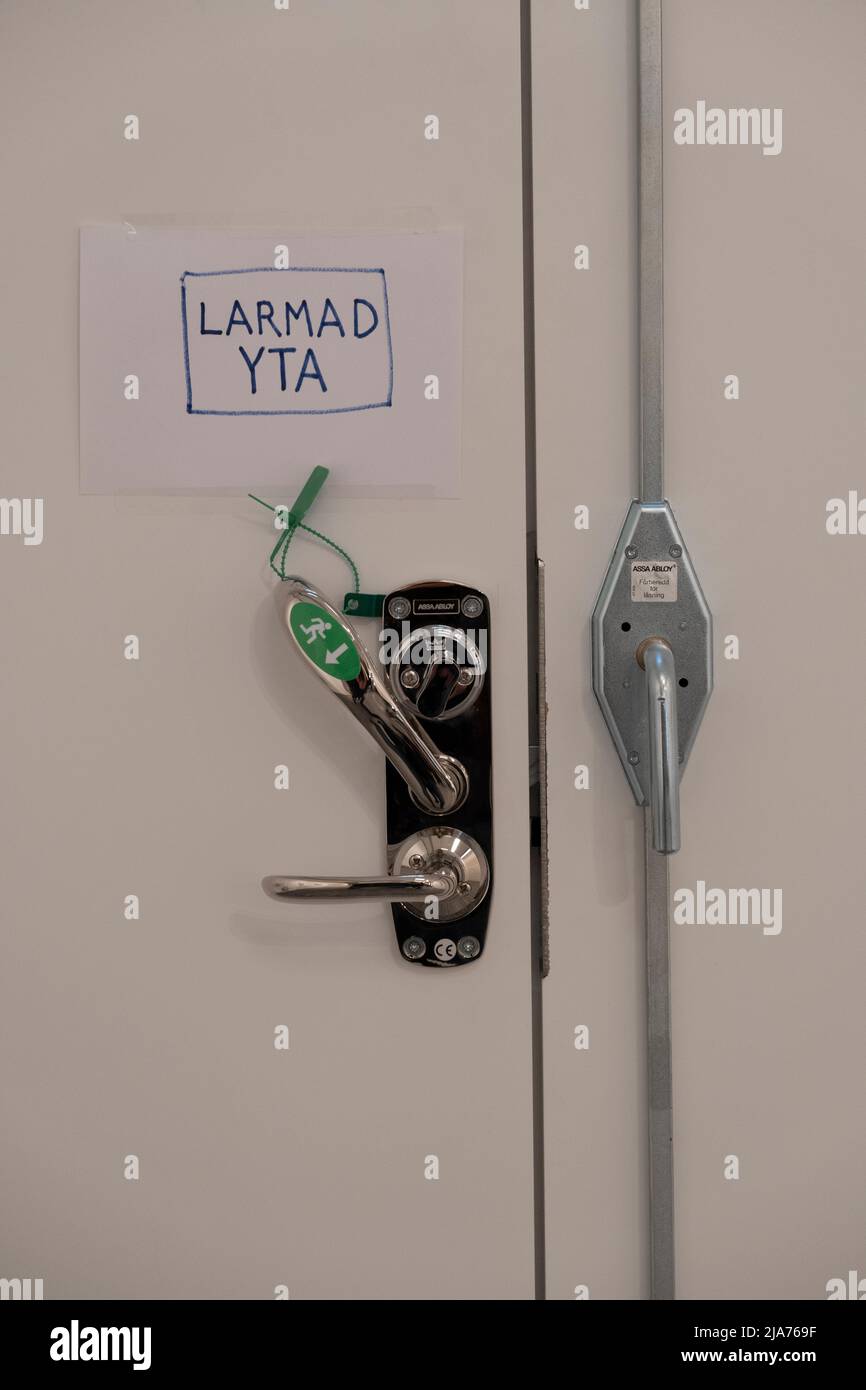 Alarmed door. Stock Photo