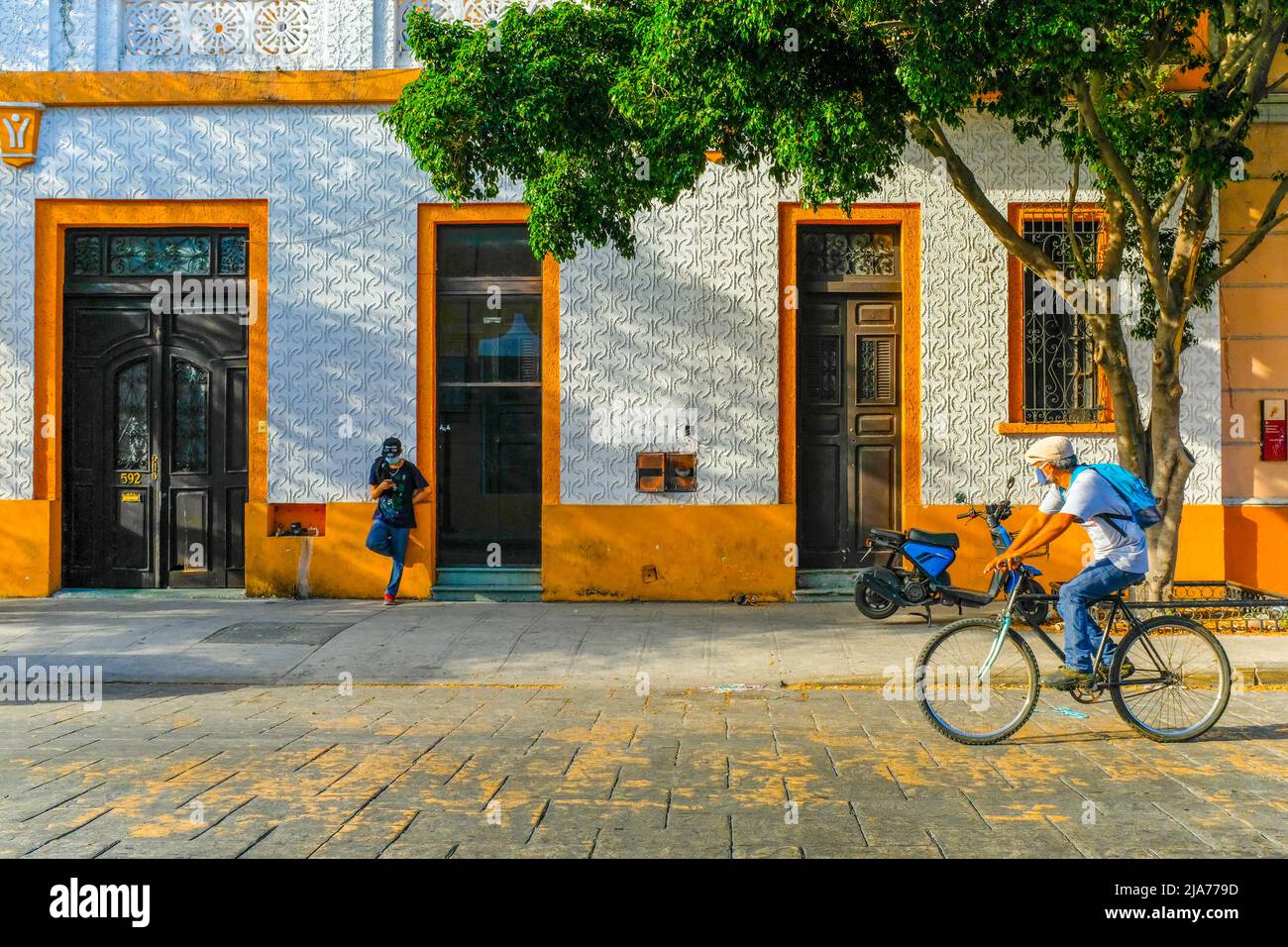 Street scene, Santiago neighbourhood , Merida Centro, Yucatan Mexico Stock Photo