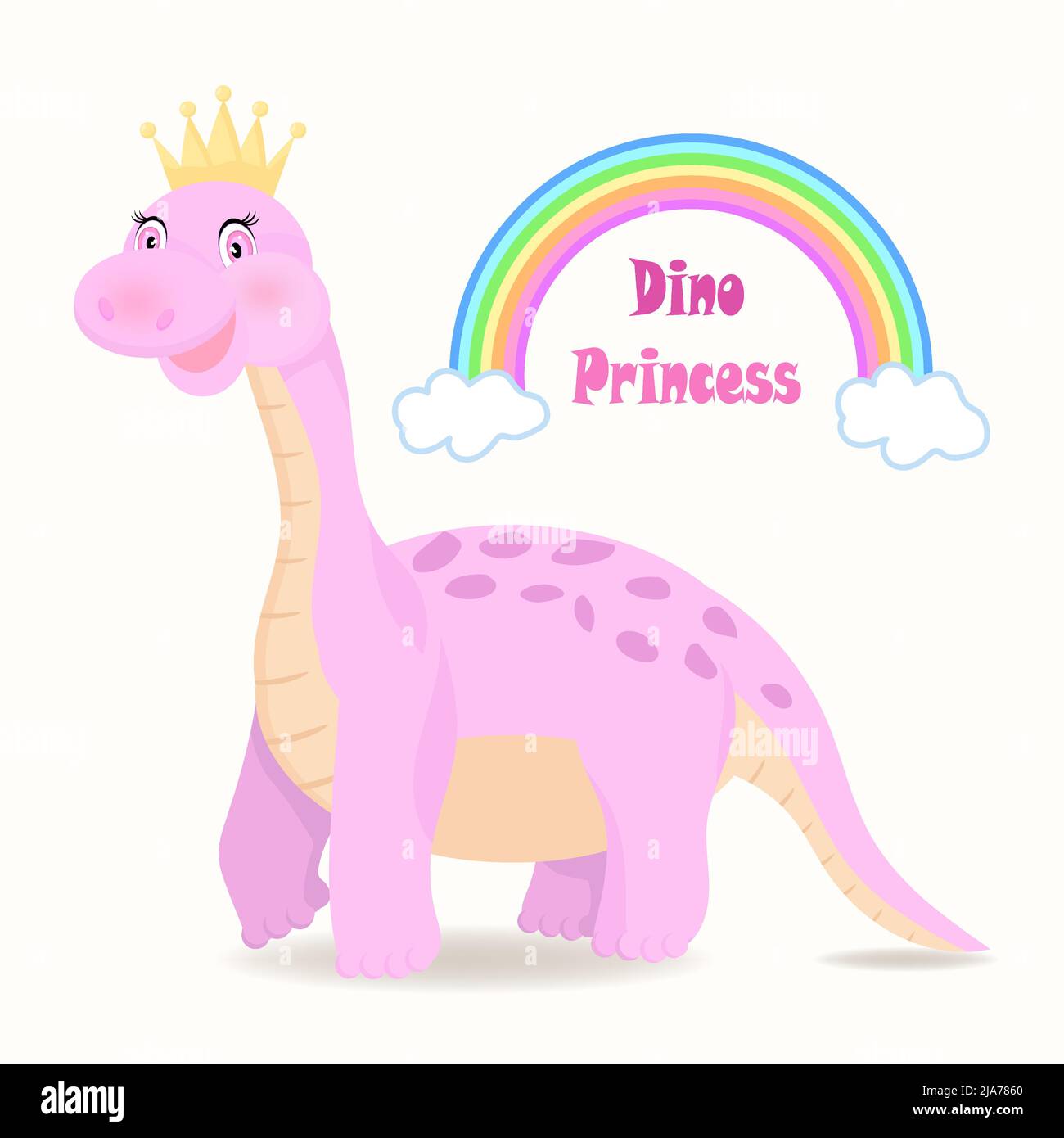 Cute Pink Dinosaur Vector Illustration Stock Illustration