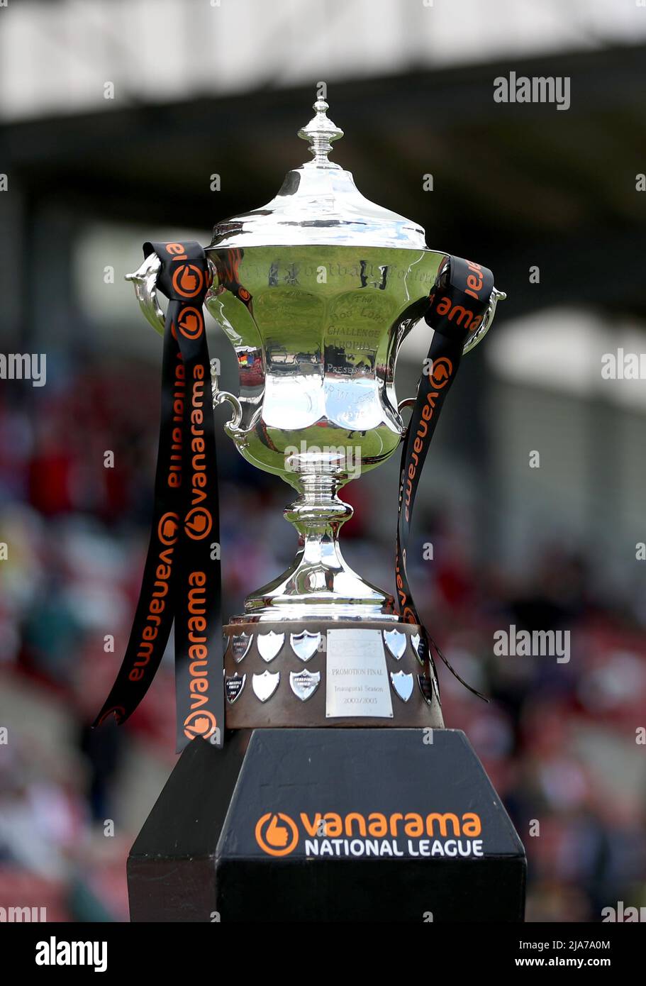 The Vanarama National League Promotion Final trophy on display before