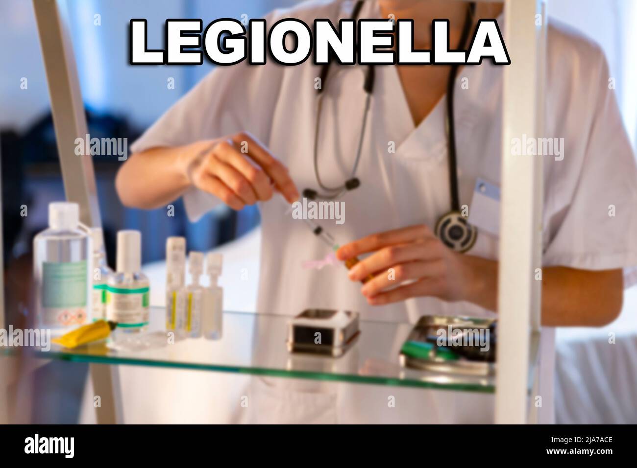 Legionella. Legionella bacteria (Legionella pneumophila). Febrile illness, either of a mild nature and without pulmonary focus Stock Photo