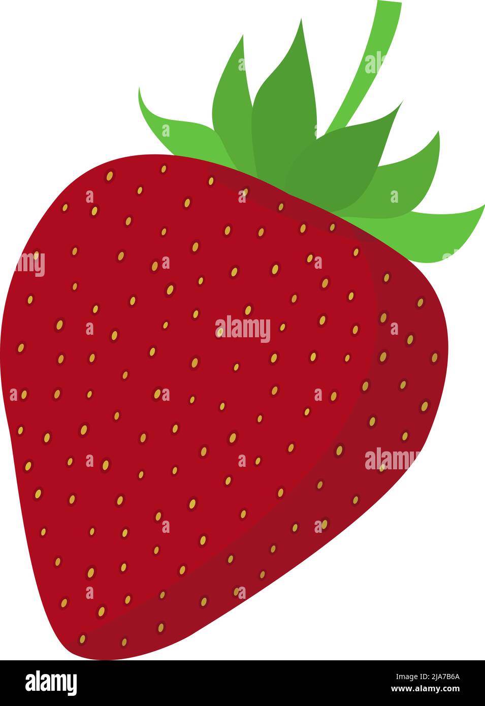 red ripe strawberry isolated on white background, flat design vector illustration Stock Vector