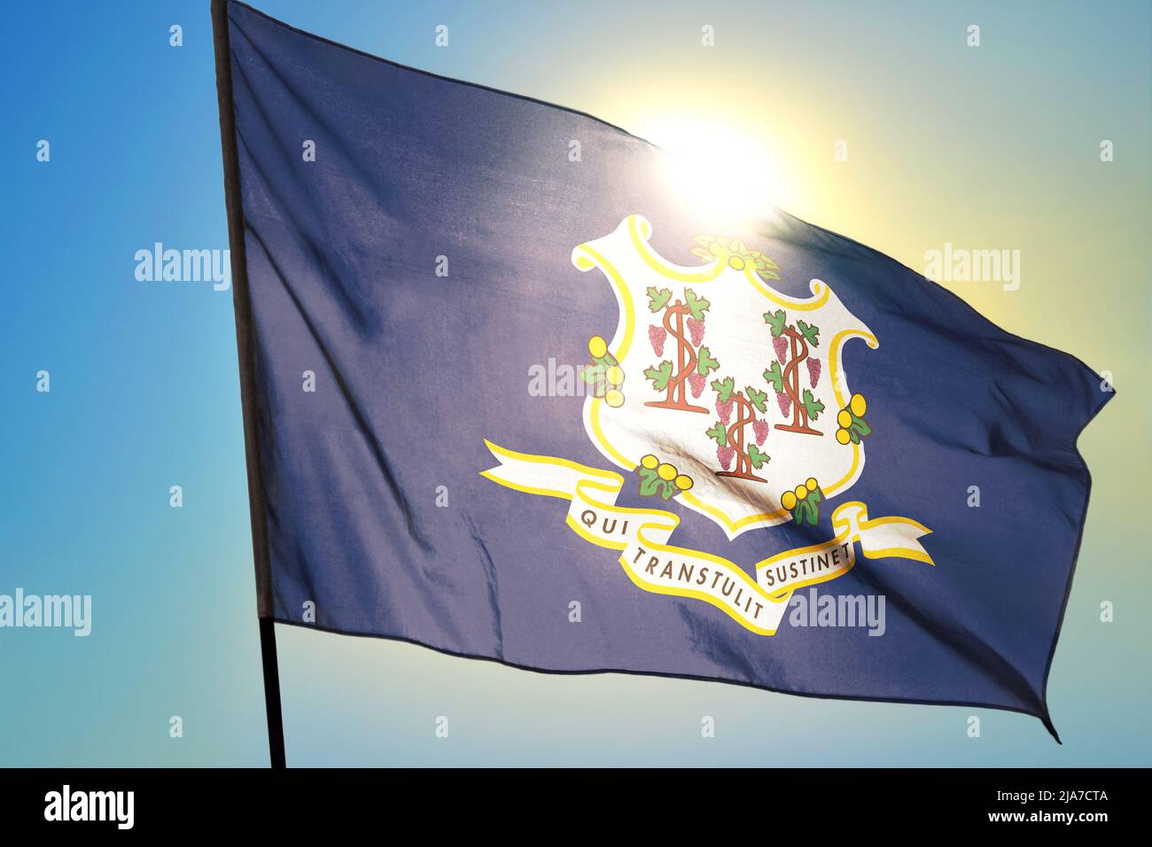 Connecticut state of United States flag waving on the wind Stock Photo
